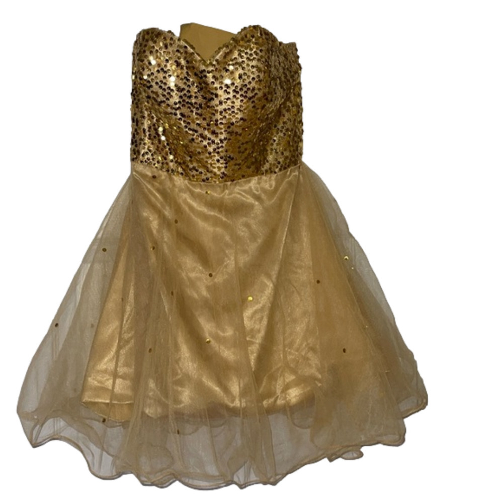 NWT Gold strapless dress 4